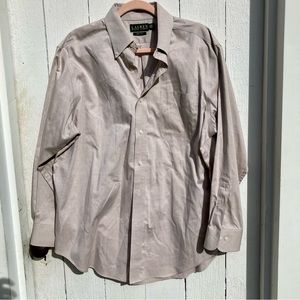 Lauren Ralph Lauren 100% Cotton Non Iron Casual Button Up Dress 16.5 32/33 Tan